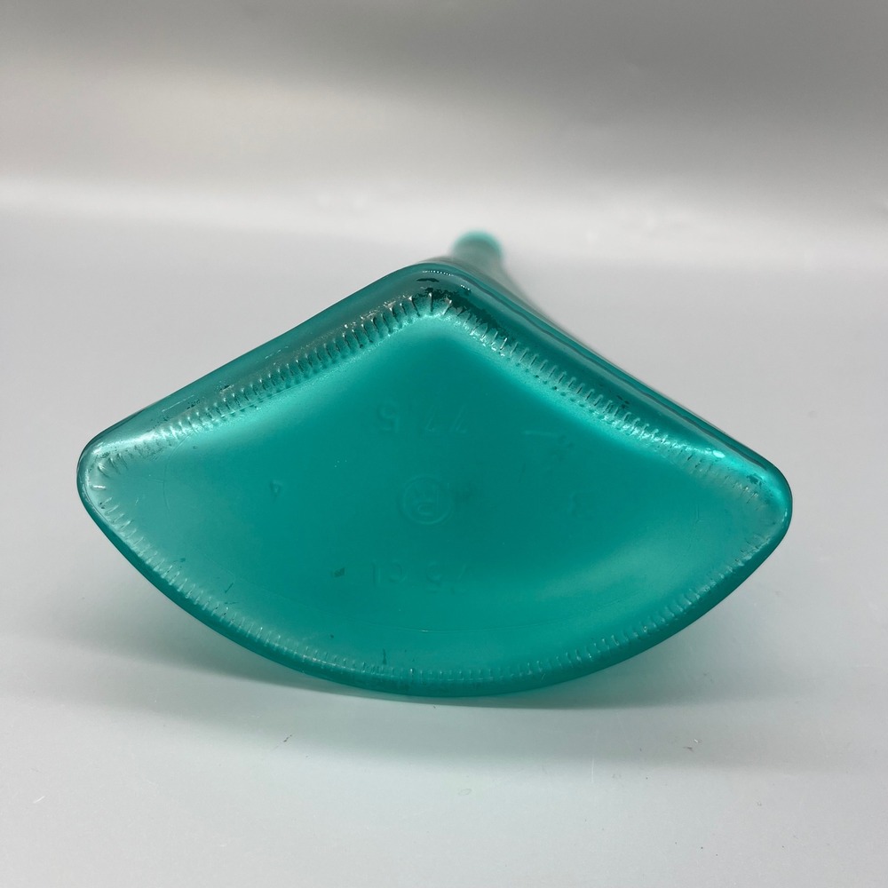 Vintage Asymmetrical Tall Bottle‎ Pressed Glass Frosted Teal Numbered Stamped - Picture 7 of 12